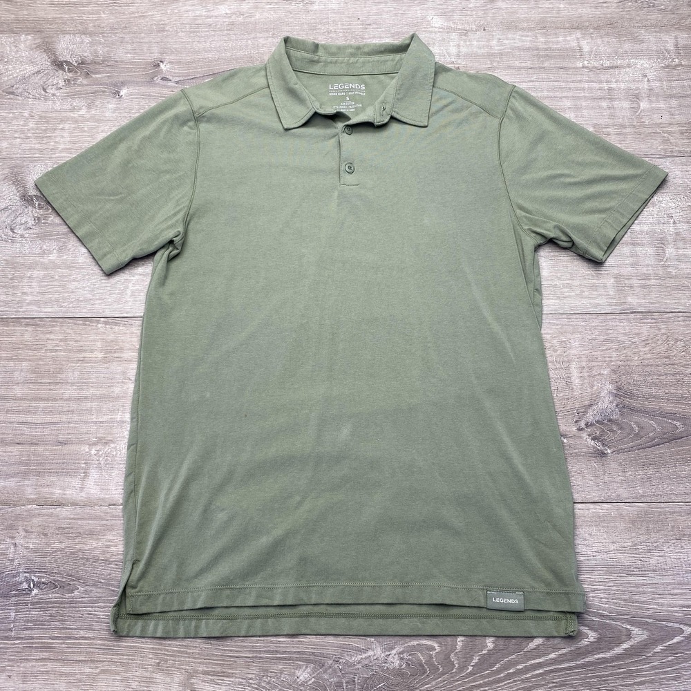 Legends Polo Shirt‎ Mens Small Green Stretch Jersey Knit Short Sleeve Top